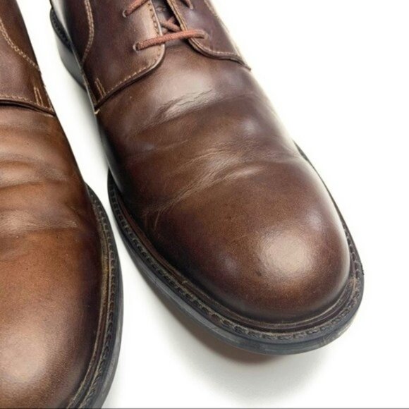 J&M Conard Plain Toe Derby Brown Leather Shoes - Picture 4 of 9